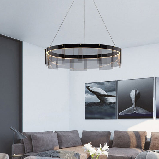 Led Chandelier Modern Glass Light Luxury Minimalist Design For Dining Room Hall Bedroom Rings