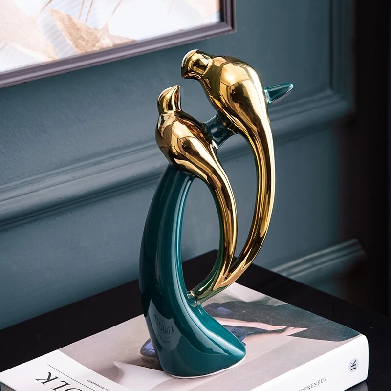 Nordic Love Bird Figurines - Modern Ceramic Statues For Living Room Home Decoration Decor Essentials