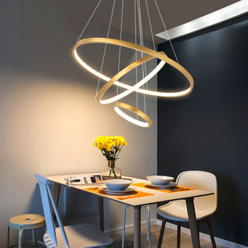 Modern 5 Ring Led Ceiling Chandelier For Living Room Dining Table Staircase Pendant Light