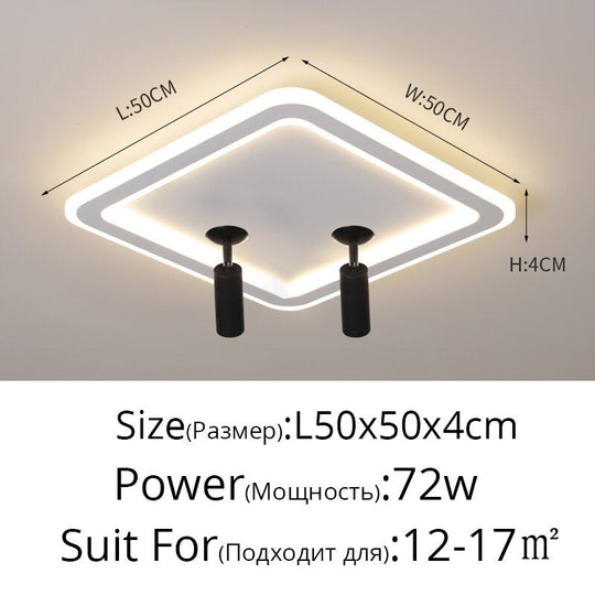 Modern Square Led Chandelier With Spotlights For Bedroom Living Room Ceiling Indoor Lighting Home