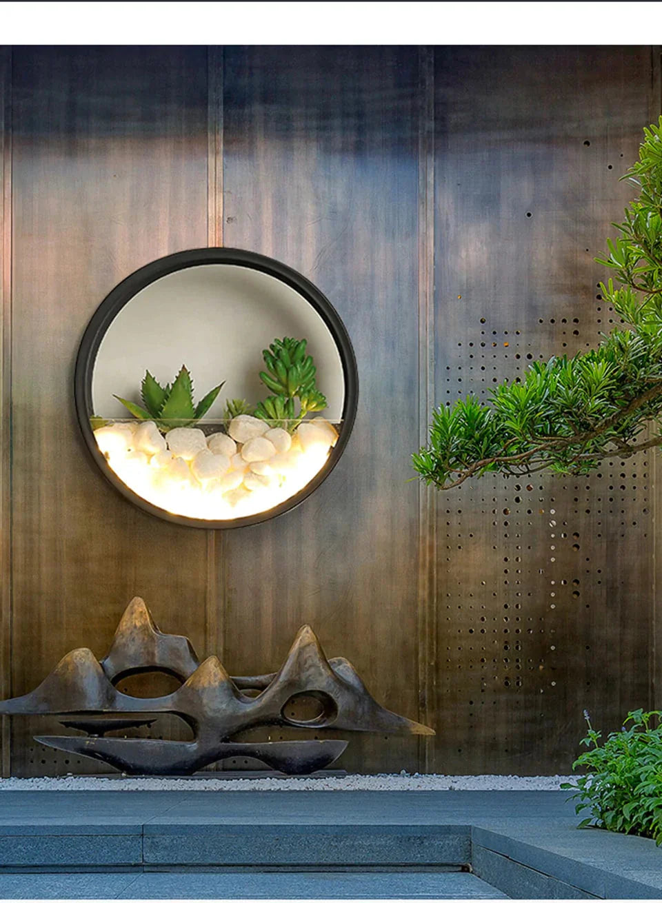 New Modern Art Plant Outdoor Ip65 Waterproof Led Wall Lighting Garden Porch Sconce Light Black