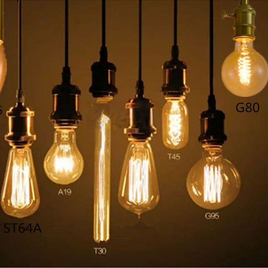 Edison Bulb E27 40W 60W 80W C35 St64 T45 Bt53 A60 G80 G95 G125 Filament Incandescent Light Ampoule