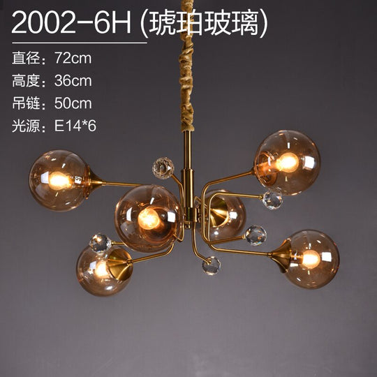 Luxury Modern Magic Bean Molecule Chandelier Amber/Smoke Gray Glass Led Indoor Lighting Restaurant