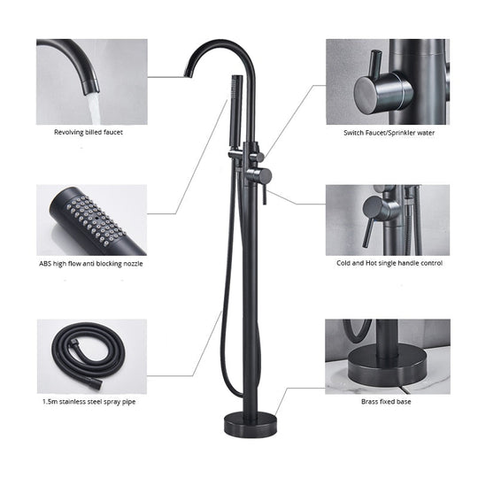 Freestanding Bathtub Faucet Set Floor Standing Bath Mixer Tap Dual Handle Black For Bathroom Faucets