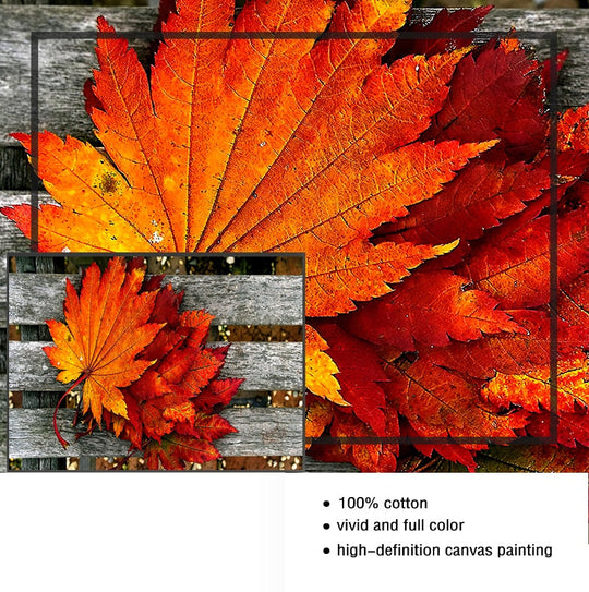 Five - Piece Hd Printed Maple Leaf Canvas Painting: Modern Modular Artwork For Living Room Wall