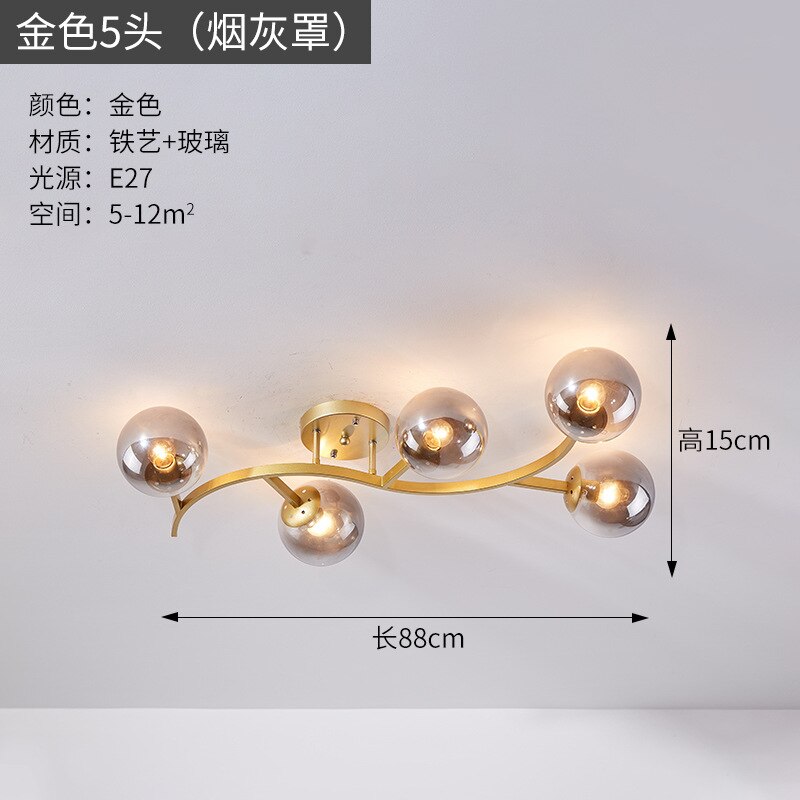 Modern Glass Ball Led Ceiling Lamps For Kitchen Pendant Lamp Bedroom Creative Tree Branch Light