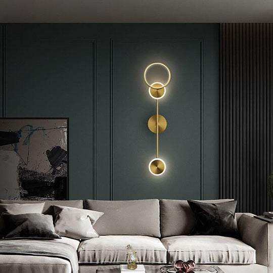 Nordic Minimalist Copper Led Wall Lamp Light Luxury Aisle Living Room Back Ground Bedroom Bedside
