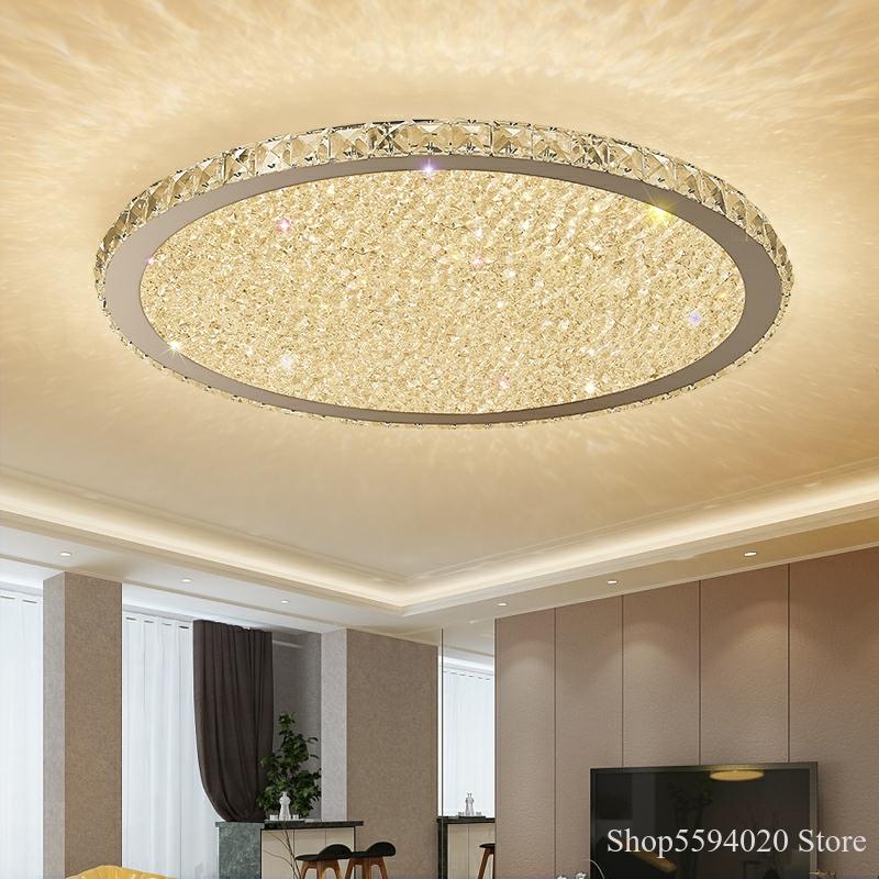 Modern Stainless Steel Ceiling Lamp American Luxury Crystal Lights Lighting Led Decor Home Bedroom