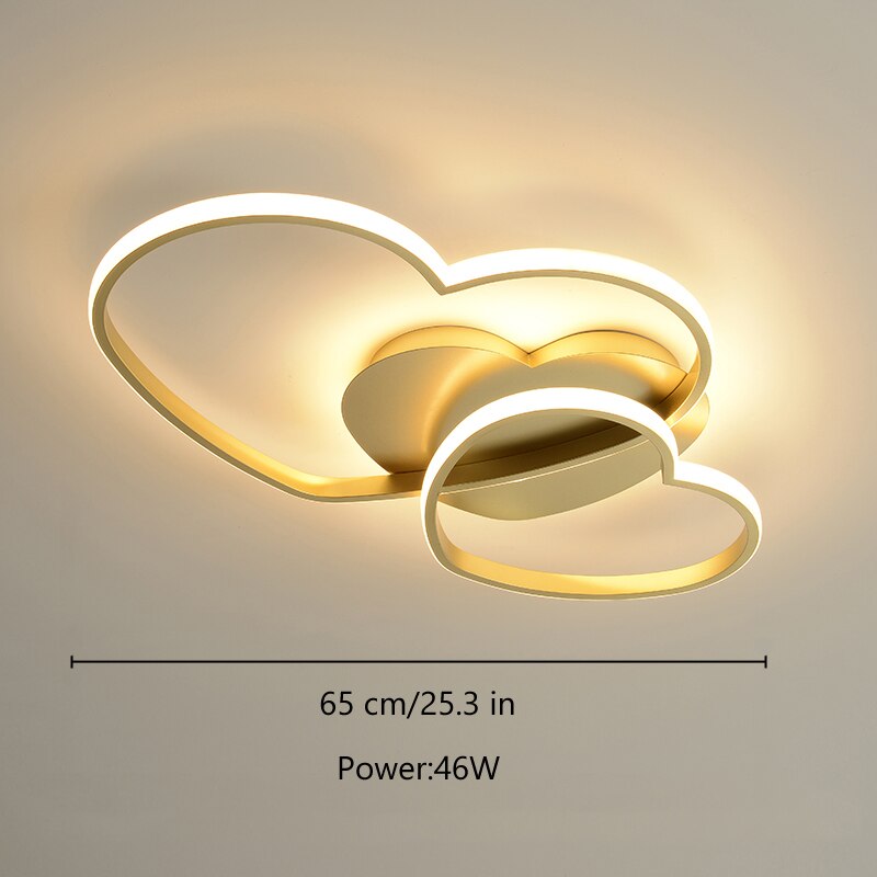 Light For Home Led Bedroom Women Princess Heart Shape Ceiling Lights Lamp Dimmable Wedding Girls