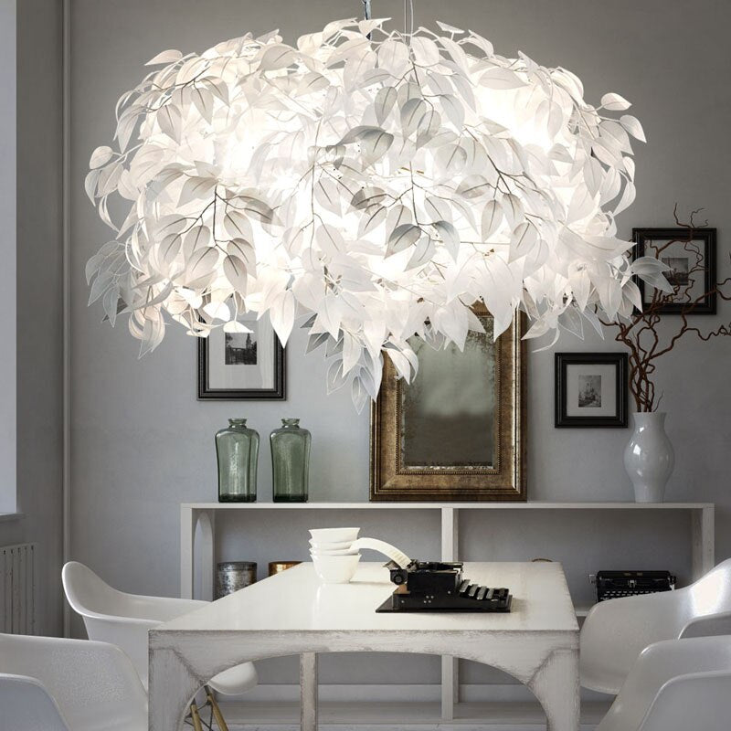 Modern Led Chandelier Creative Personality Feather Round Led Lamp Restaurant Bar Cafe Living Room