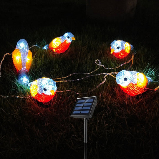 Led Solar Light Cute Bird Style Outdoor Waterproof Fairy Lights String Garden Courtyard Christmas