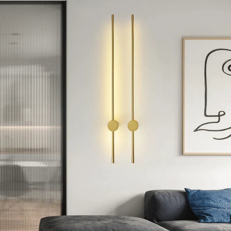 Liam Nordic Line Led Wall Lamp - Gold Rod Design For Living Room And Bedroom Decor