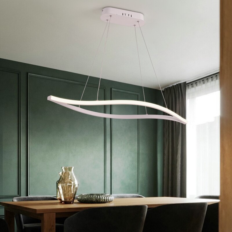 Modern Led Lamp Leaf Matte Black Suspension Chandelier Restaurant Kitchen Room Lighting Decoration