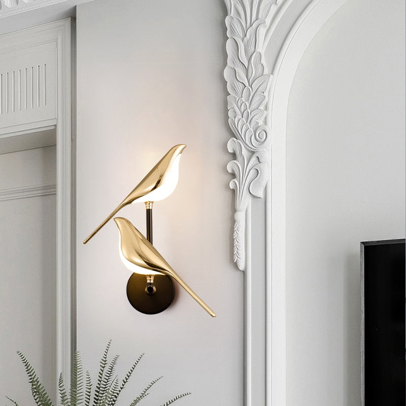 Creativity Bird Design Gold Plating Led Wall Lamps Hallway Stairs Sconce Lamp Living Room Bedroom