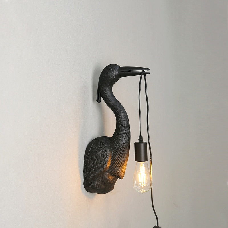 Postmodern Designer Crane Wall Lamps - Art Deco Resin Lights For Hallway Hotel Dining Room E27