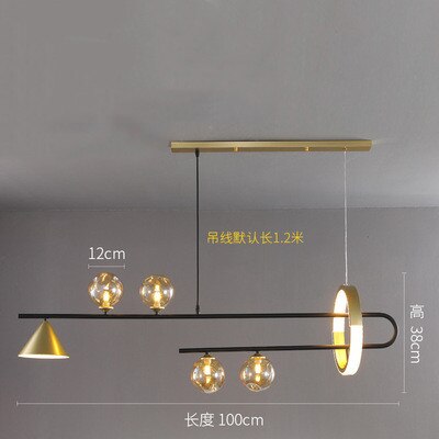 Modern Led Glass Ball Gold Black Pendant Light Gold B / Amber Glass Cold White