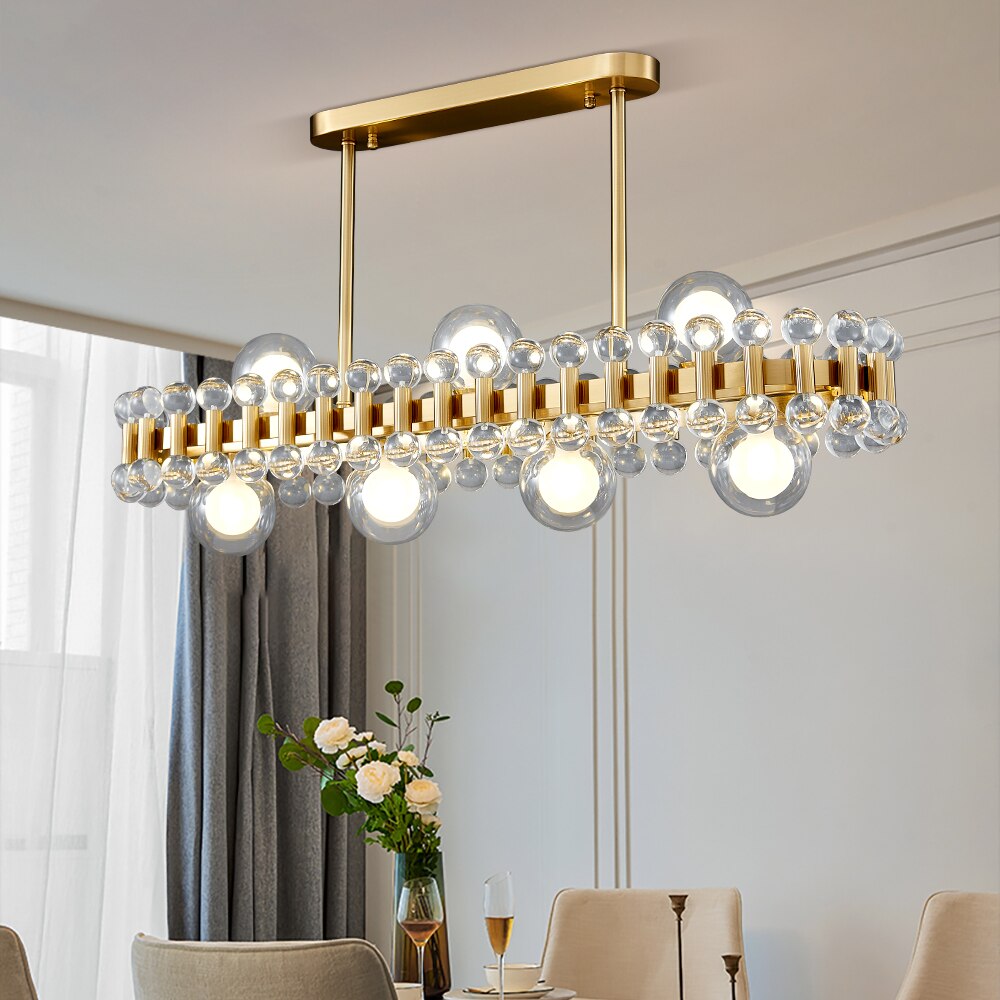 Rectangle Color Crystal Chandelier For Dining Room Kitchen Island Hanging Lamp Interior Lighting