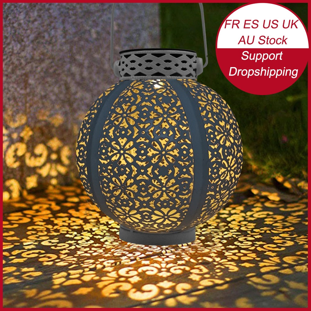 Waterproof Solar Lamp Retro Hollow Lantern Light Art Decorative Garden Light Led For Courtyard