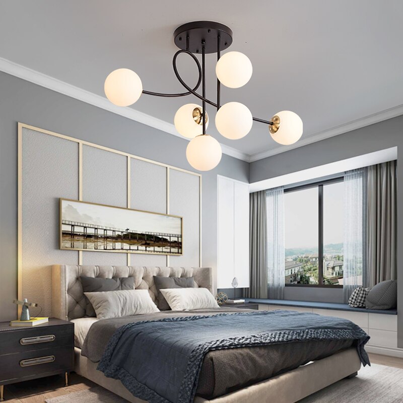 Modern Led Ceiling Lights Glass Ball Nordic Lighting Living Dining Bedroom Kitchen Indoor Golden