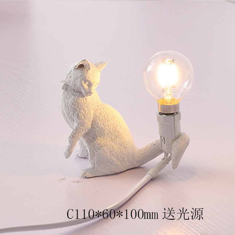 Nordic Animal - Themed Resin Cat Table Lamp - Children’s Bedroom Desk Light Home Decor Night