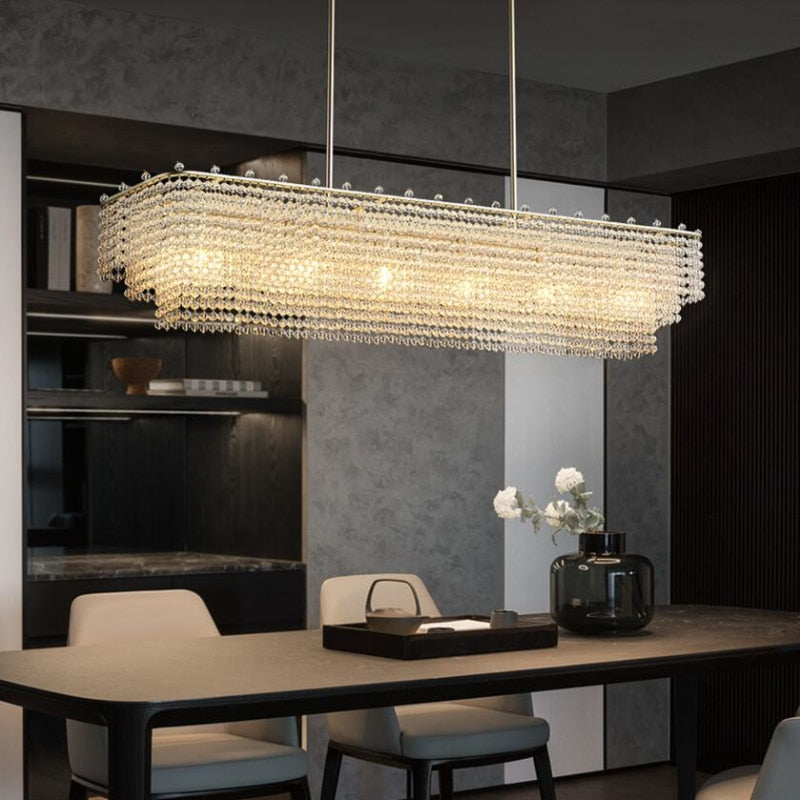 Luxury Crystal Restaurant Chandelier Living Room Bar Designer Long Island Lamps Led Tassel Pendant