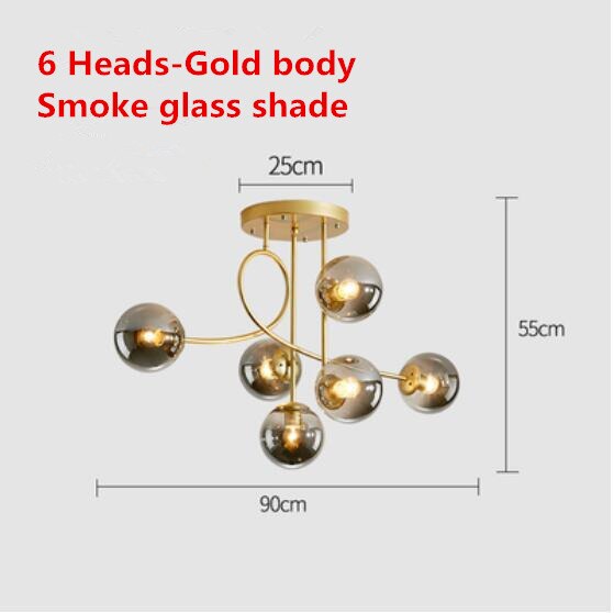 Modern Led Ceiling Lights Glass Ball Nordic Lighting Living Dining Bedroom Kitchen Indoor Golden