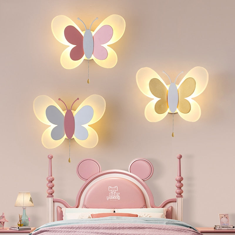 Butterfly Girl Room Lamp Creative Cartoon Children Energy - Saving Boy Bedside Bedroom Wall Ceiling