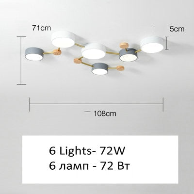 Nordic Wood Ceiling Chandelier Light Ac 90 - 260V Led Living Room Lamp For Bedroom Children Baby