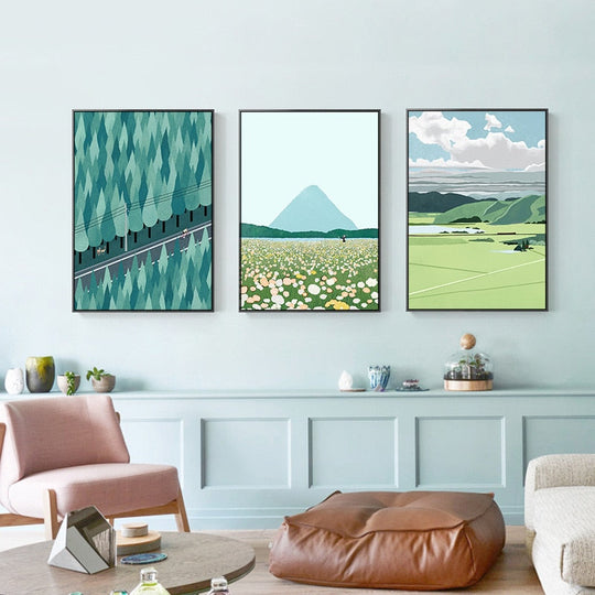 Nordic Abstract Landscape Art Poster: Contemporary Wall Pictures For Modern Living Spaces Painting