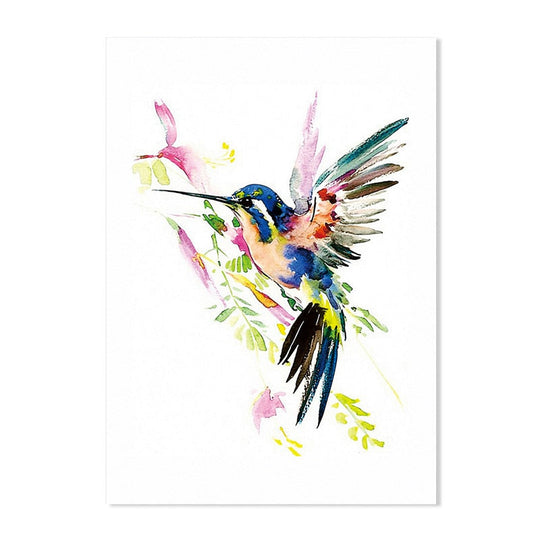 Bright Abstract Hummingbird Watercolor Canvas Art Perfect For Living Room Decor 13X18Cm Unframed /