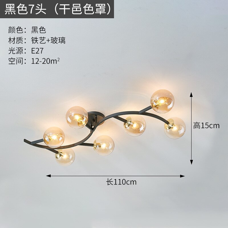 Modern Glass Ball Led Ceiling Lamps For Kitchen Pendant Lamp Bedroom Creative Tree Branch Light