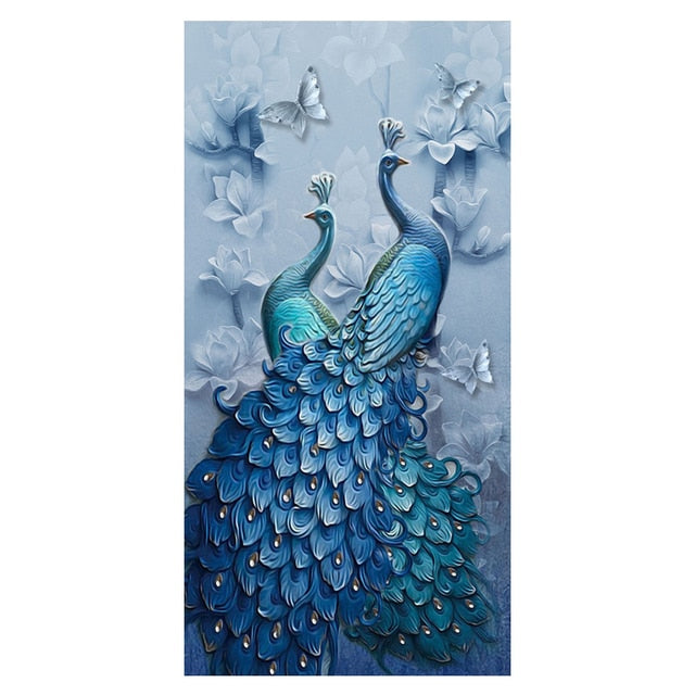 Colorful Peacock Canvas Art - Modern Nordic Animal Prints For Living Room Decor 40X80Cm Unframed /