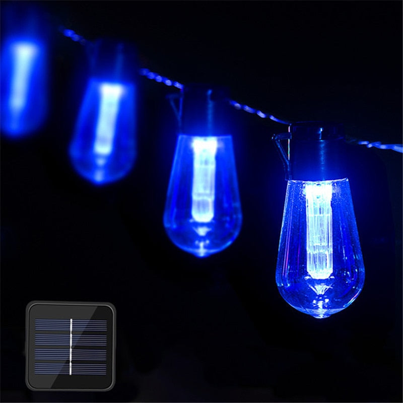 Fairy String Lights: Christmas Garland Bulbs For Gazebo And Garden Decorations Solar Blue / 4.5M