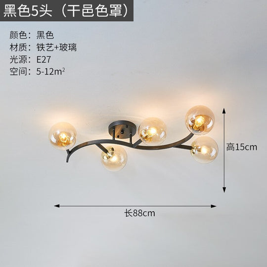 Modern Glass Ball Led Ceiling Lamps For Kitchen Pendant Lamp Bedroom Creative Tree Branch Light