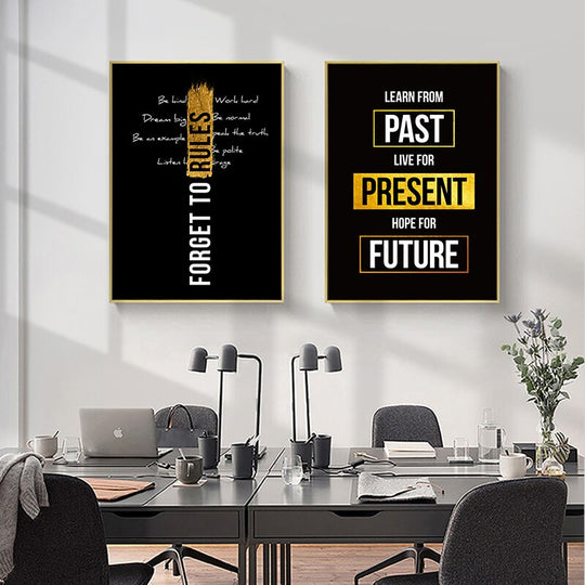 Motivated Quotes Canvas Poster Golden Black Wall Art Painting Nordic Posters And Prints Pictures