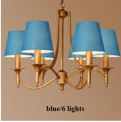 Metal Bronze Chandelier 6/8 Heads For Living Room 6 Heads Blue Pendant Lighting