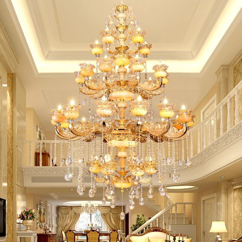 European Style Duplex Building Large Chandelier Villa Hollow Living Room Luxury Hotel Lobby