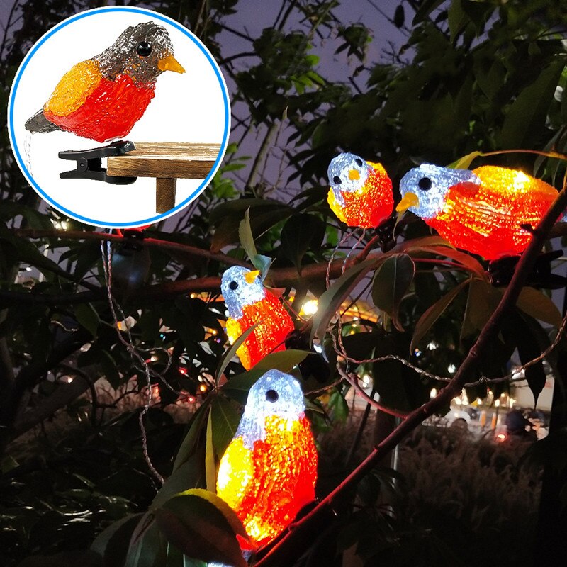 Led Solar Light Cute Bird Style Outdoor Waterproof Fairy Lights String Garden Courtyard Christmas