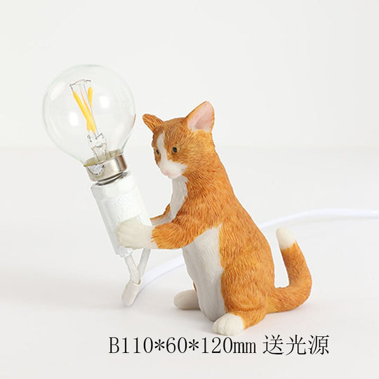 Nordic Animal - Themed Resin Cat Table Lamp - Children’s Bedroom Desk Light Home Decor Night