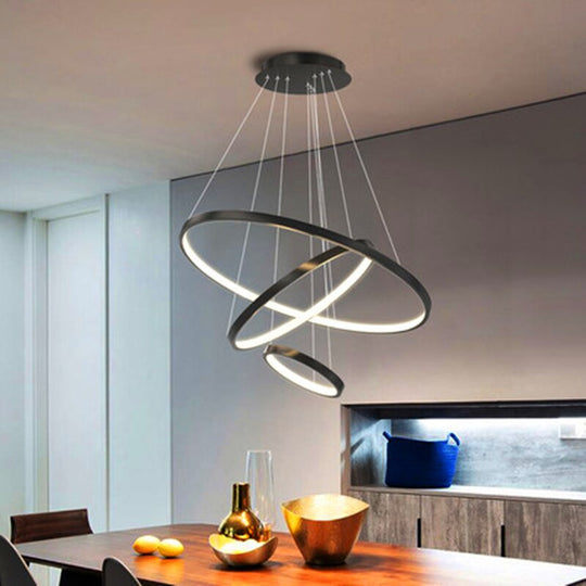 Modern 5 Ring Led Ceiling Chandelier For Living Room Dining Table Staircase Pendant Light