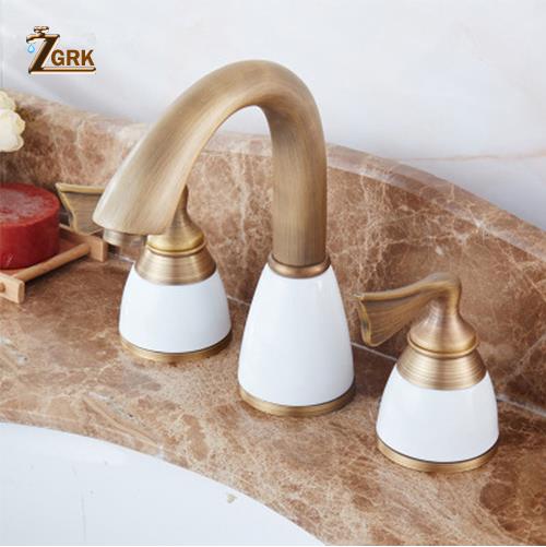 3 Pieces Set Bathtub Faucet Deck Mounted Gold Luxury Bathroom Tub Mixer Holes Widespread Bath Sink