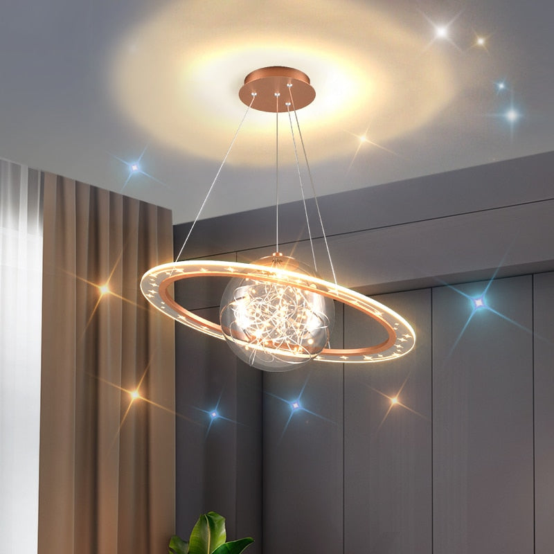 Nordic Planet Light Children’s Room Chandelier Creative Wandering Earth Boy Girl Bedroom Space