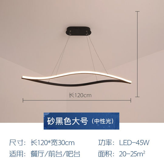 Modern Led Lamp Leaf Matte Black Suspension Chandelier Restaurant Kitchen Room Lighting Decoration