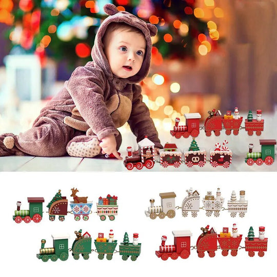 Wooden/Plastic Train Christmas Ornament Merry Decoration For Home Xmas Gifts Noel Natal Navidad New