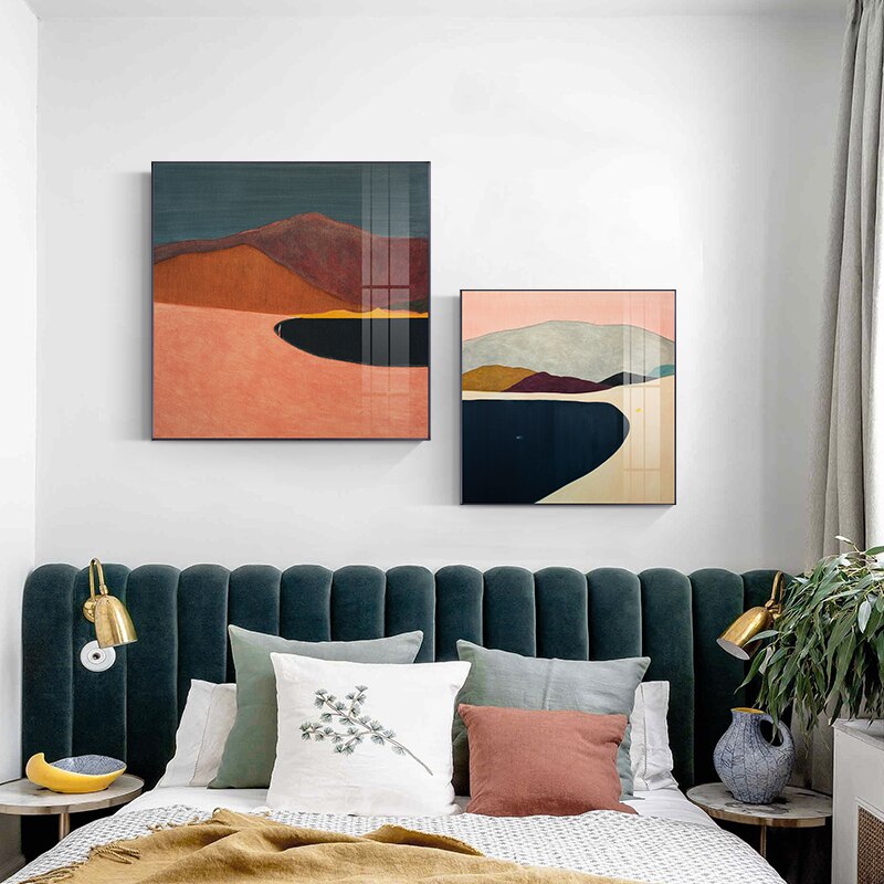 Abstract Desert Wilderness Canvas Painting Poster Print - Unique Dark Color Decor For Living Room