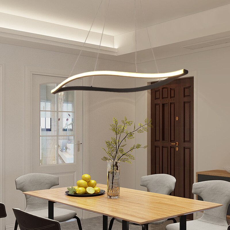 Modern Led Lamp Leaf Matte Black Suspension Chandelier Restaurant Kitchen Room Lighting Decoration