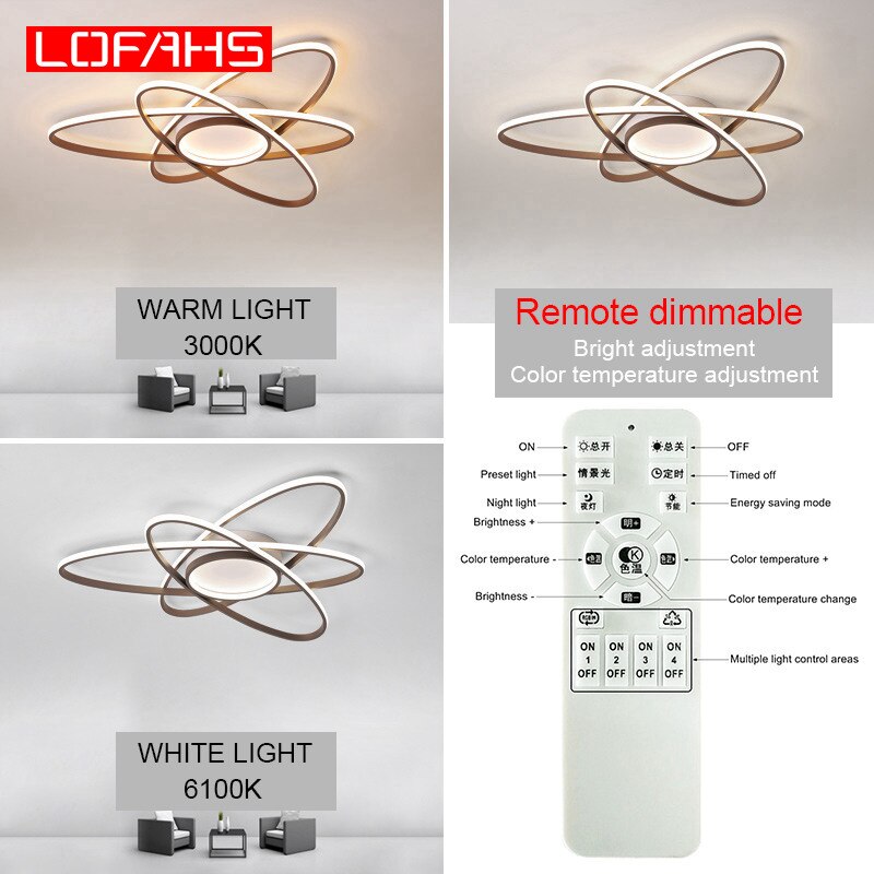 Modern Led Chandelier For Living Room Bedroom Aluminum Creative Design Remote Control Home Lighting