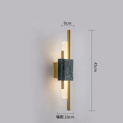 Modern Marble Led Wall Lamp For Living Room Bedroom Bathroom Loft Decor Small Green / Warm Light