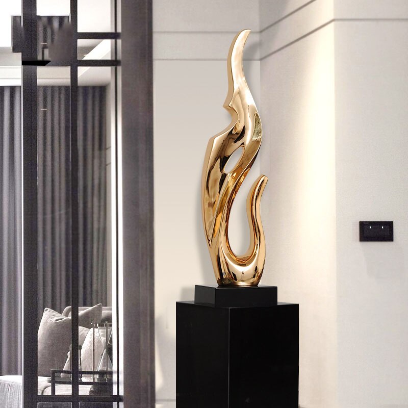 Gold & Silver Resin Abstract Sculptures: Luxurious Electroplated Ornaments For Home And Hotel Decor
