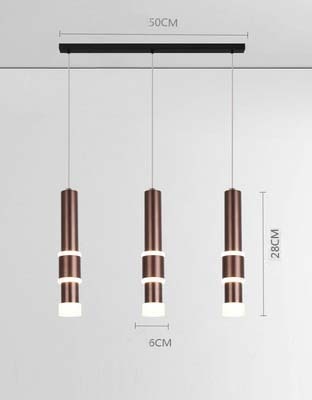 New Simple Coffee Led Pendant Light Restaurant Homestay Bar Counter Front Desk Long Metal Tube